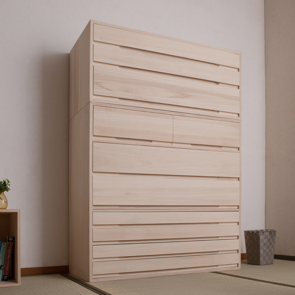 桐タンス 幅100.5cm 7段 組み合わせ 白木 無塗装 （ 桐 たんす 収納 木