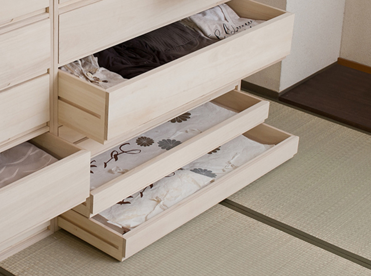 桐タンス 幅100.5cm 7段 組み合わせ 白木 無塗装 （ 桐 たんす 収納 木