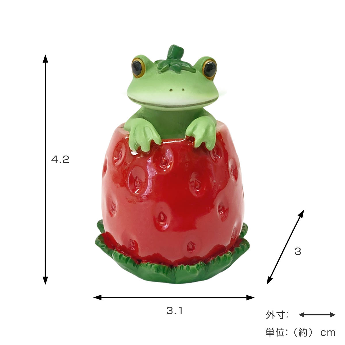 コポー イチゴからひょっこり カエル 置物 （ Copeau 置き物