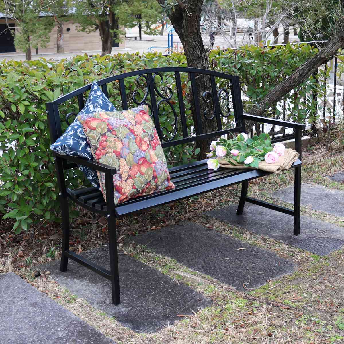 gurin　アイアンベンチ ベンチ アイアンベンチ 2人掛け （ ガーデンベンチ 屋外ベンチ 屋外