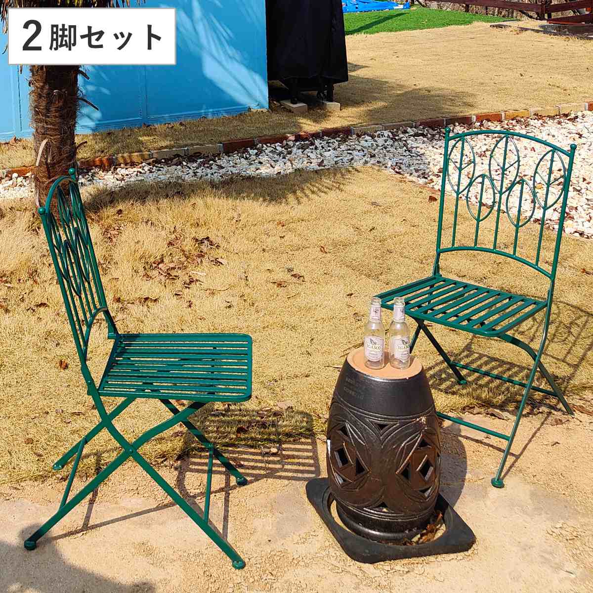 【希少】オリバー アイアンチェア 2脚セット カフェ風 ガーデンチェア 北欧 ガーデンチェア アイアン製 Sunny Leaf サニーリーフ 2脚セット