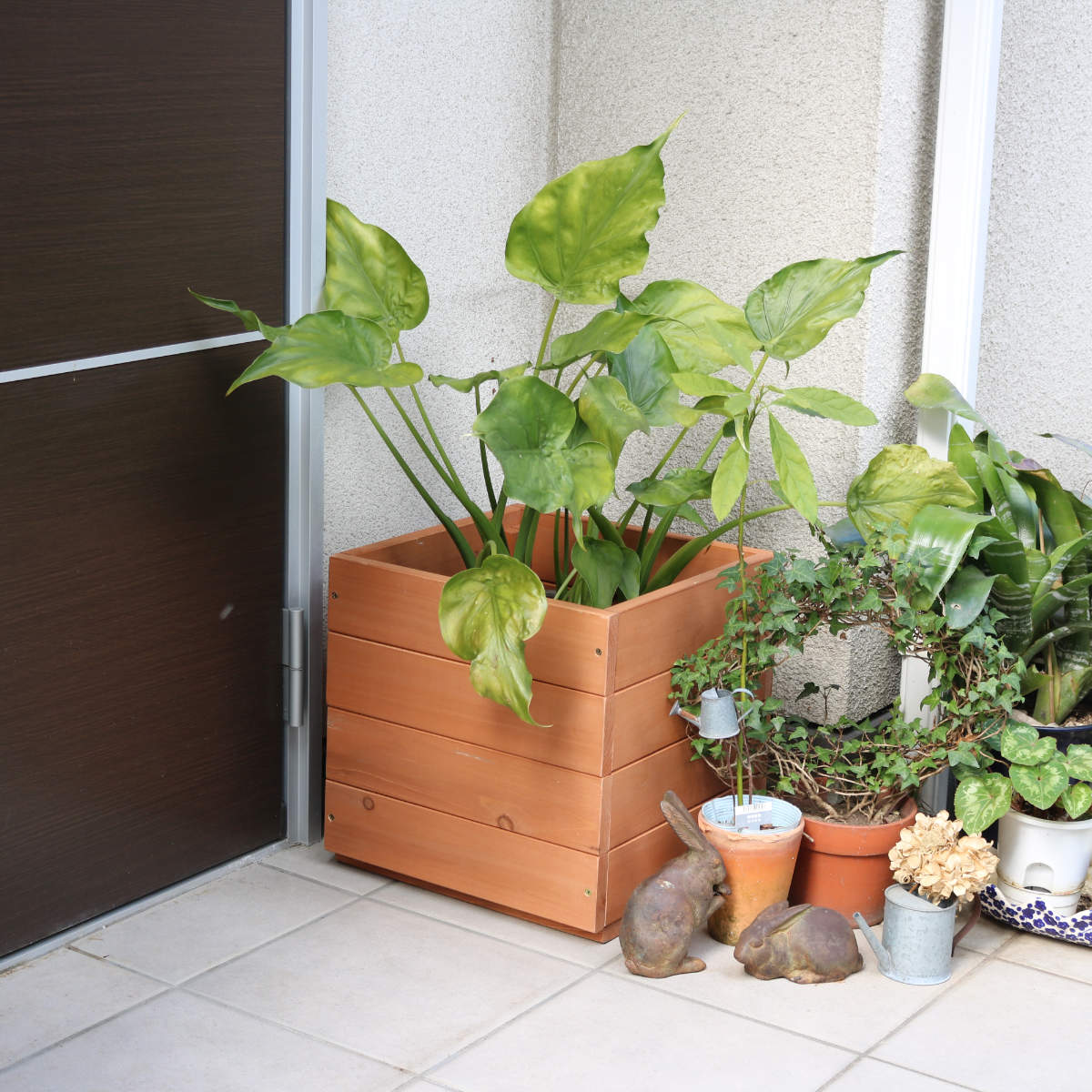 木製プランター hiyori （ プランターカバー スクエア 植木鉢 鉢 底穴