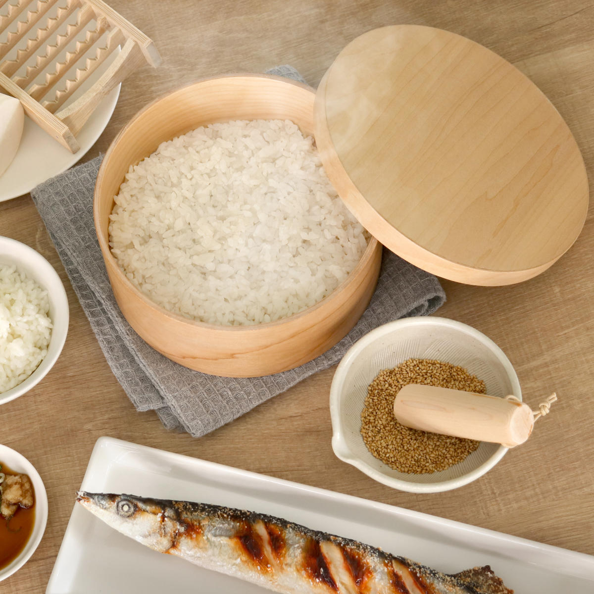 HANAKO おひつ 3合 （ ハナコ お櫃 日本製 天然木 食洗機対応 電子
