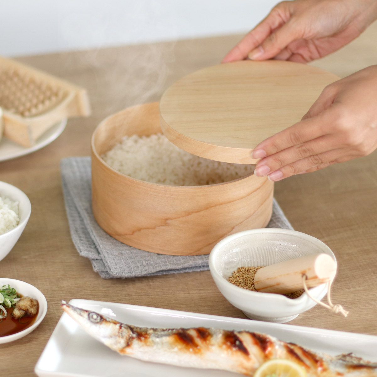 HANAKO おひつ 3合 （ ハナコ お櫃 日本製 天然木 食洗機対応 電子