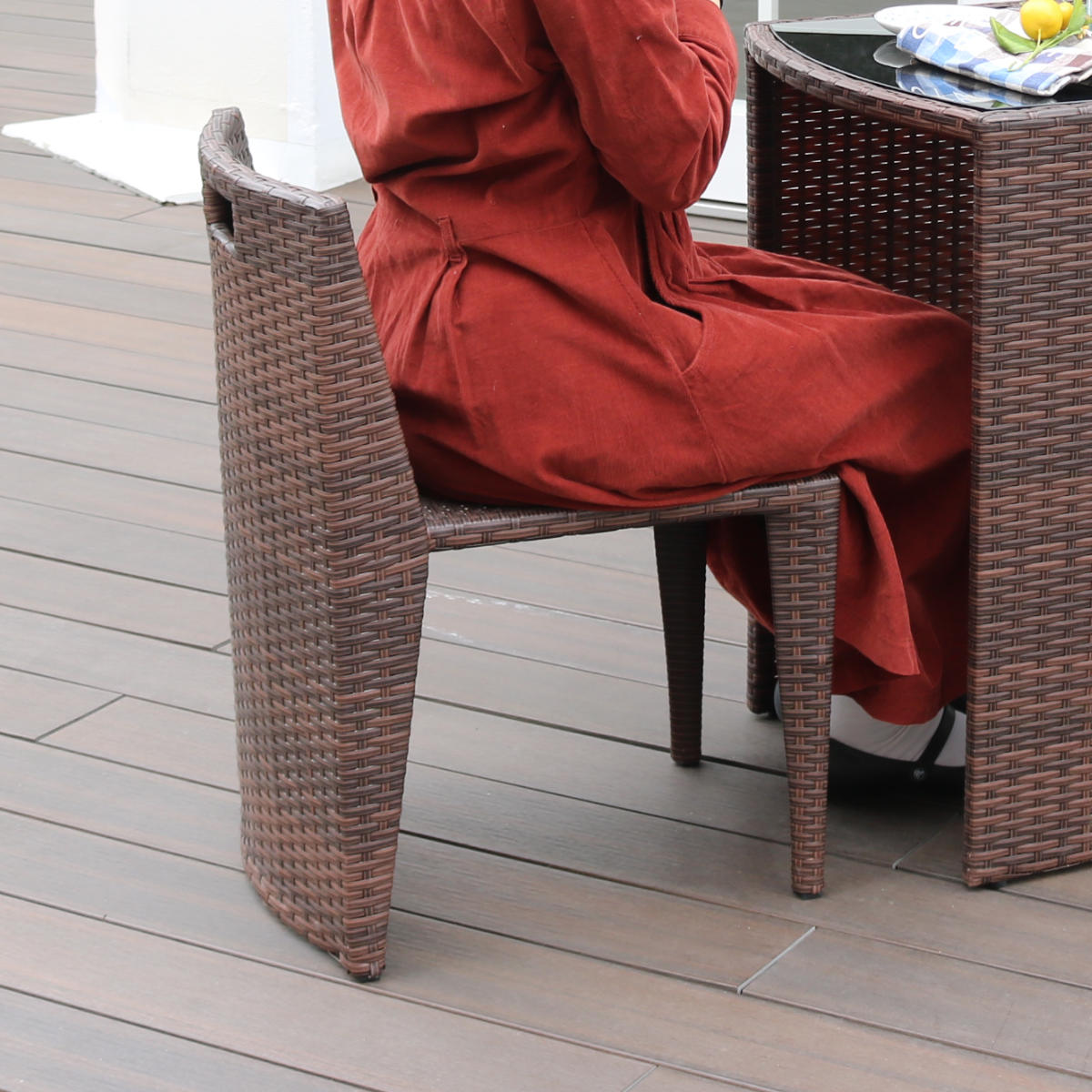 テーブル 3点セット リゾモダン ラタン調 コンパクト （ ガーデン