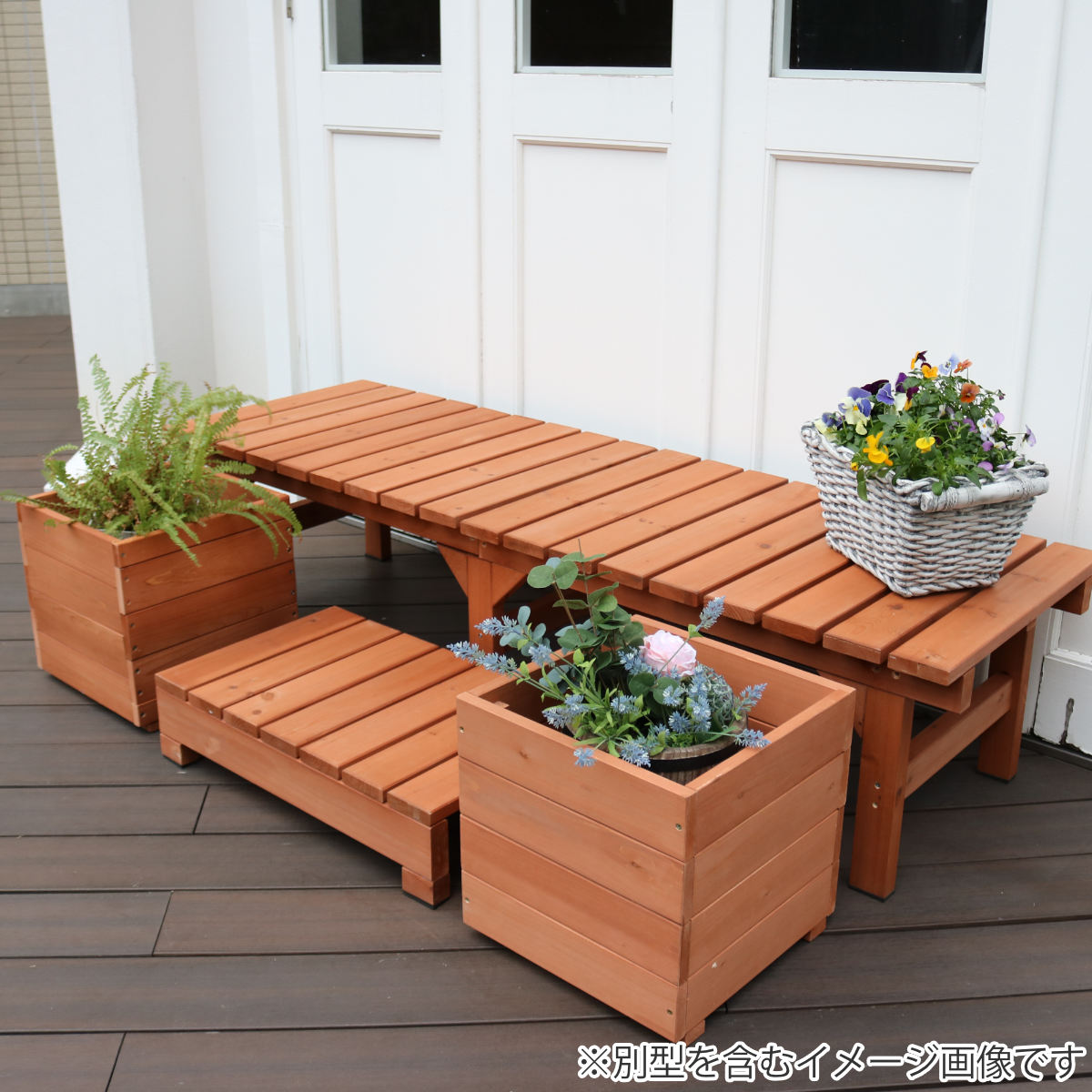 ユニット縁台ベンチ ウッドデッキ ユニット縁台ベンチ hiyori ステップセット 幅174×奥行55cm