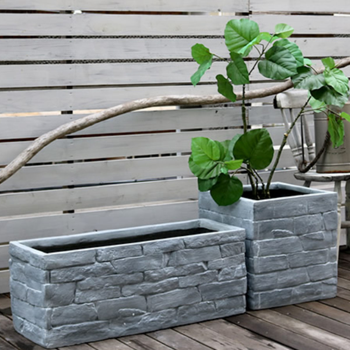 園芸用品 レンガ調プランター プランター レンガ調プランター TERRE GRIS 幅81cm （ プランター