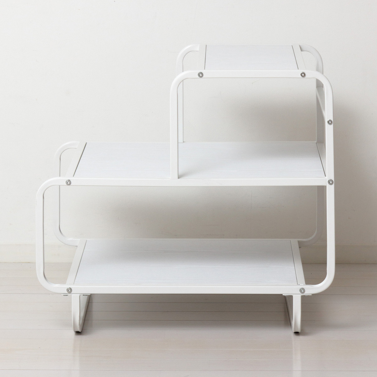 大型ホワイトオープンシェルフ クロシオ オープンラック 幅61cm 3段 スチール 白木目 （ ラック 収納