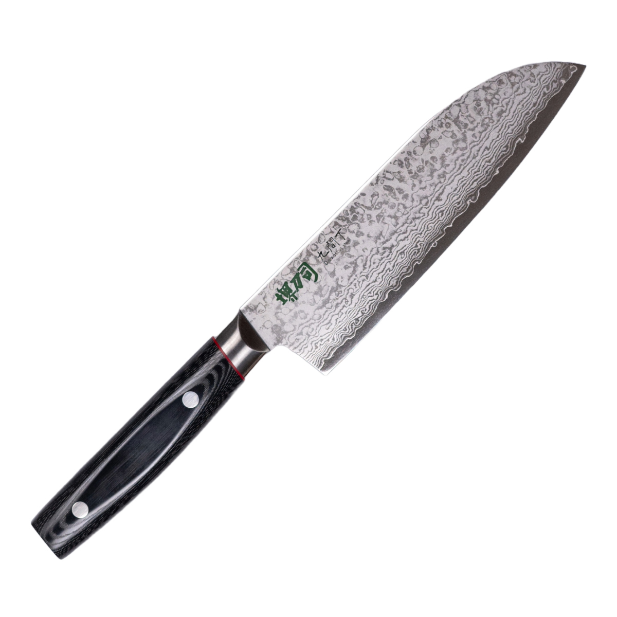 三徳包丁 17cm 九間丁 ダマスカス鋼割込 黒マイカルタ 堺刀司 日本製