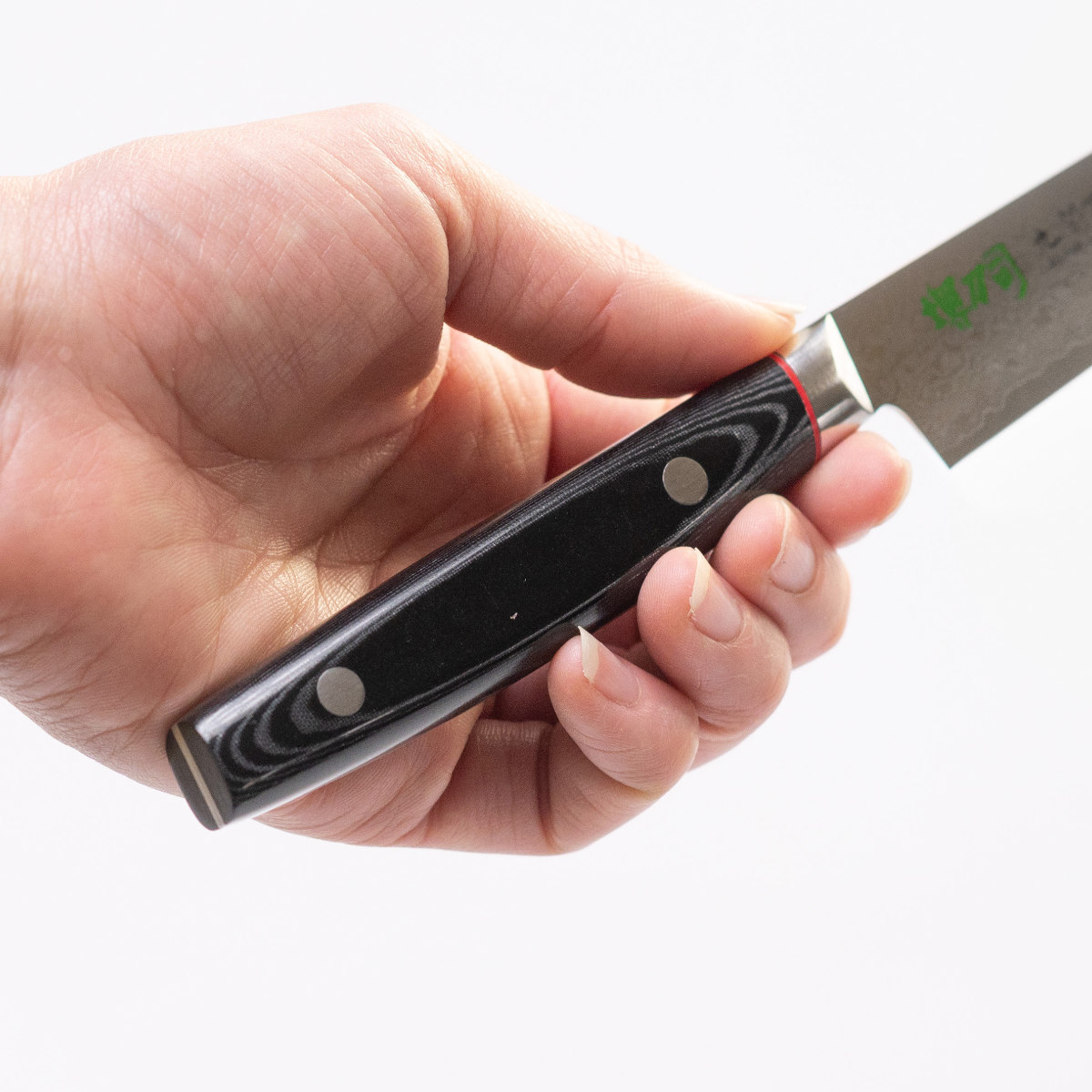 ペティナイフ 12cm 九間丁 ダマスカス鋼割込 黒マイカルタ 堺刀司 日本