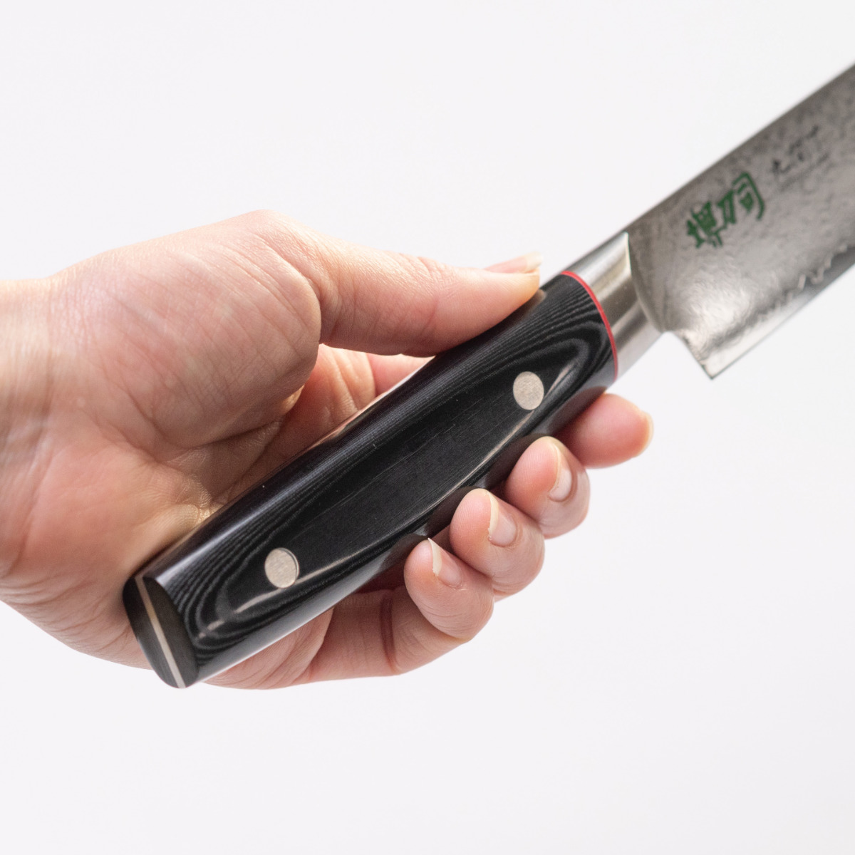 筋引包丁 21cm 九間丁 ダマスカス鋼割込 黒マイカルタ 堺刀司 日本製