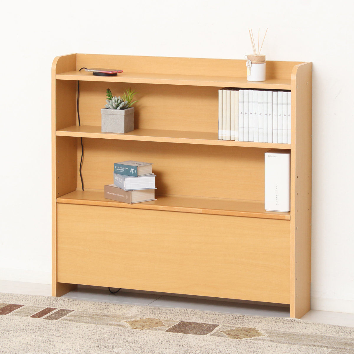 クロシオ ヘッドボード 幅93.5cm 高さ90cm 宮棚 日本製 （ 後付 棚