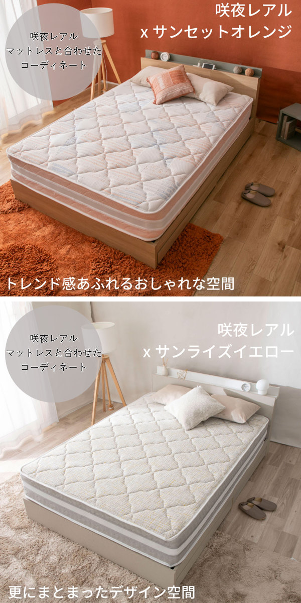 収納付きベッド ダブル ツートン 2口コンセント 日本製 Apel （ ベッド