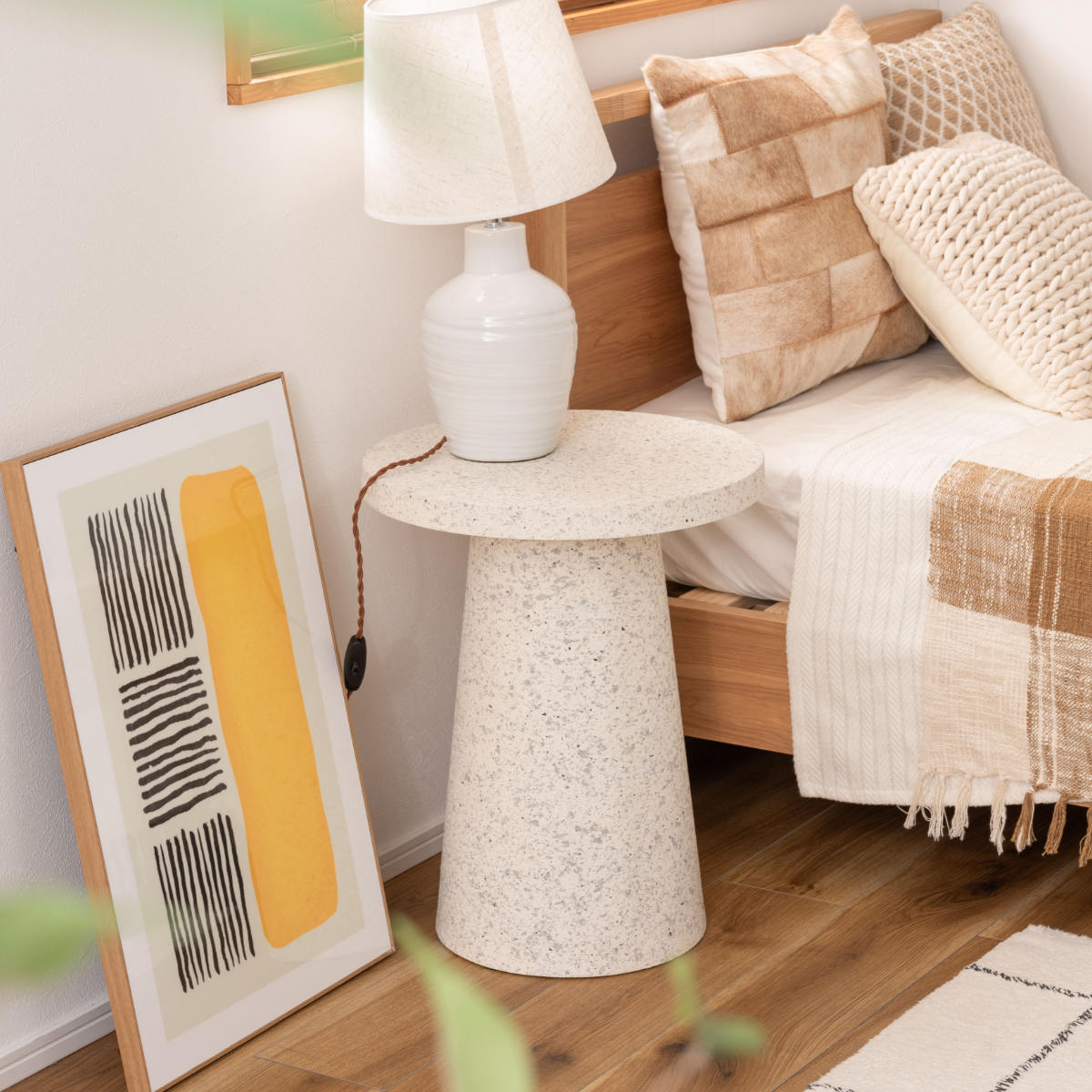 東谷 サイドテーブル 円型 直径40cm 高さ50cm テラゾー柄 （ ストーン