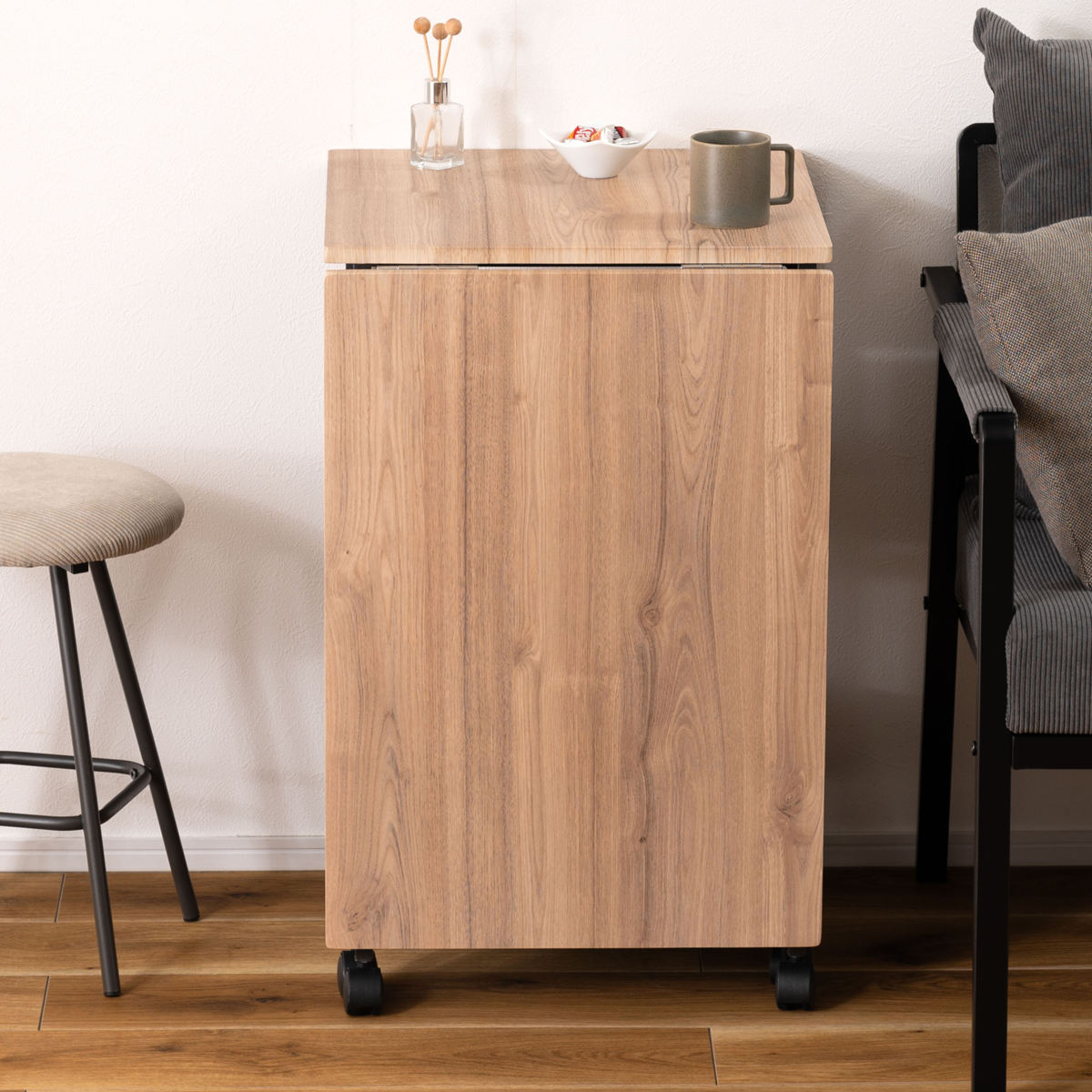 東谷 ワークデスク 折りたたみ 幅46cm 107cm ラック2段 キャスター付