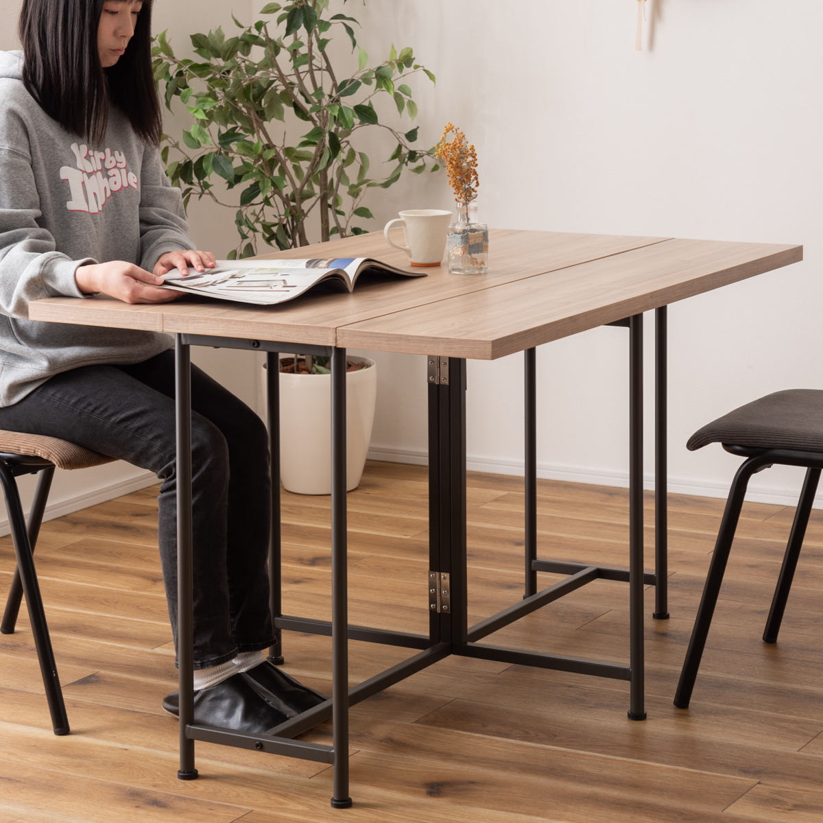 東谷 バタフライテーブル 幅120cm 奥行3段階調整 高さ70.5cm （ 3way