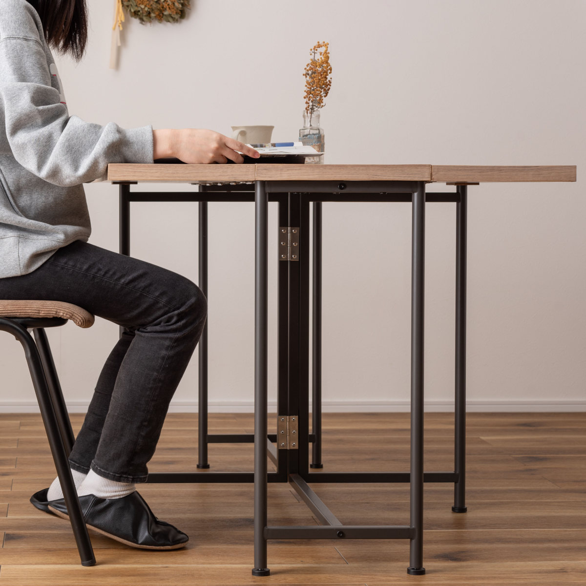 東谷 バタフライテーブル 幅120cm 奥行3段階調整 高さ70.5cm （ 3way