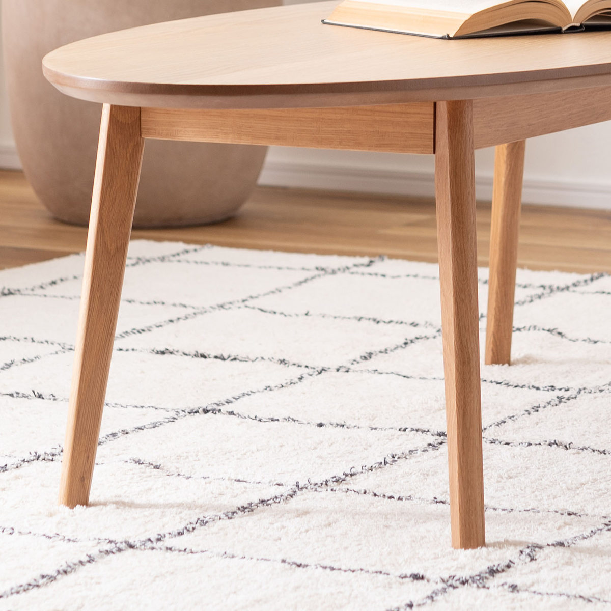 東谷 リビングテーブル オーバル型 幅120cm 高さ38cm （ オーク 木製