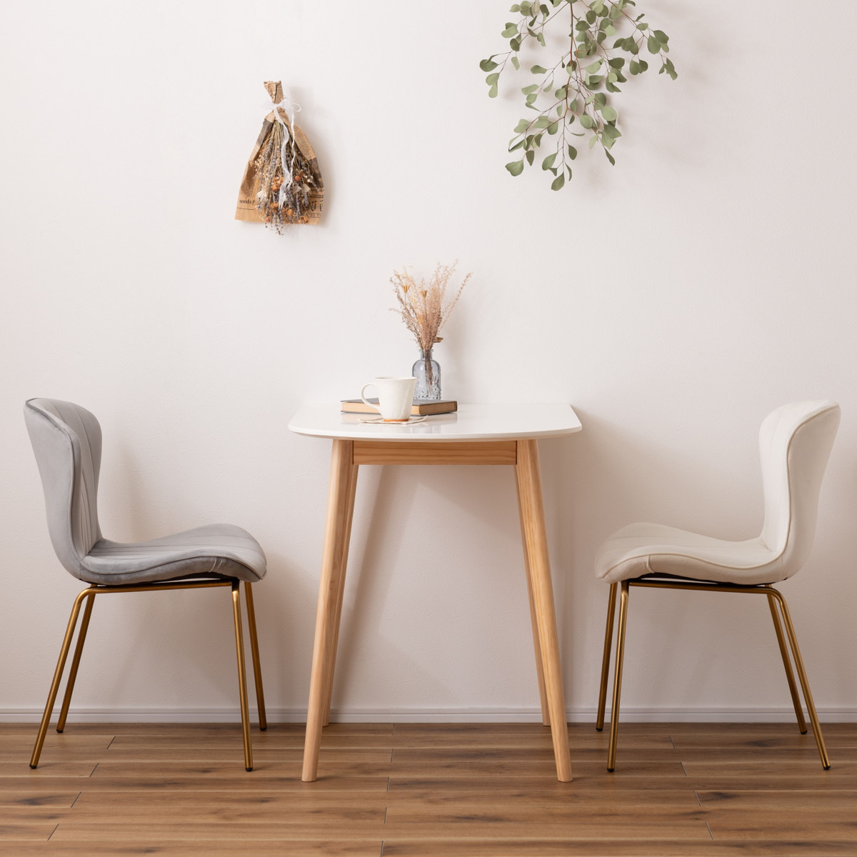 東谷 ダイニングチェア 座面高43cm ベロア調 アンティークゴールド脚