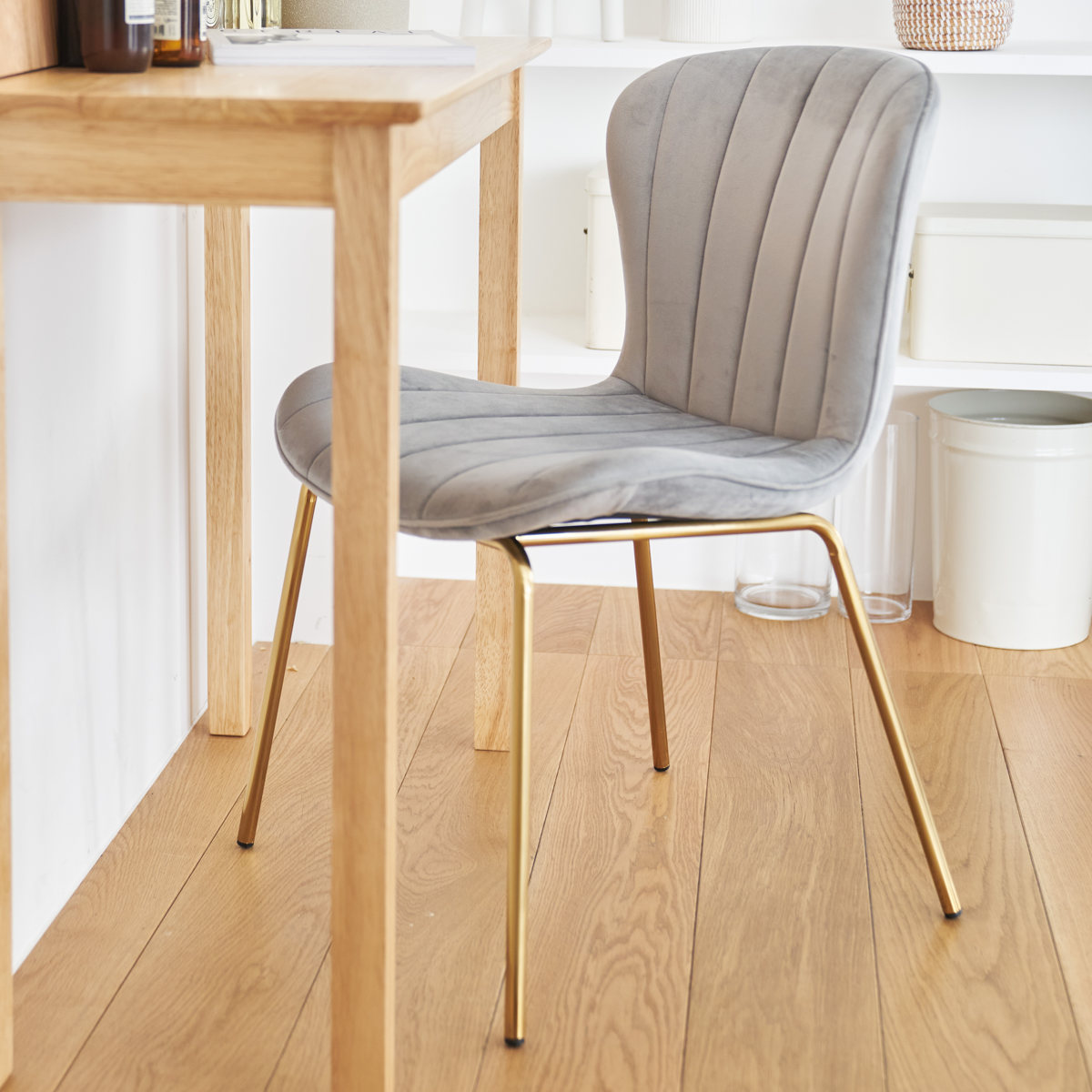 東谷 ダイニングチェア 座面高43cm ベロア調 アンティークゴールド脚