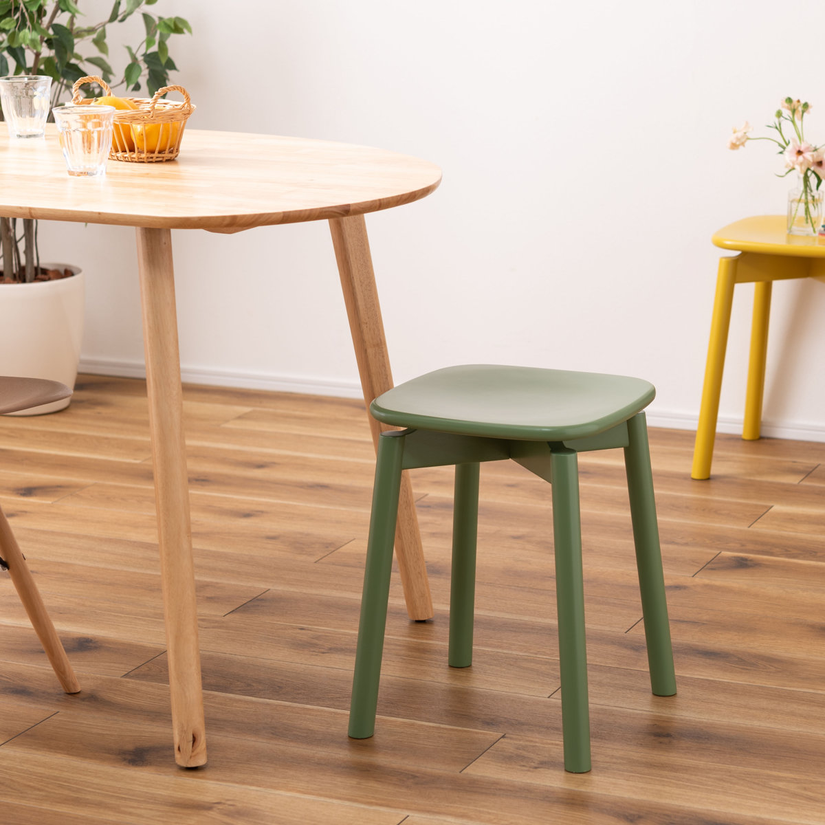 東谷 スツール 高さ45cm 角丸 カラースツール （ 四角 木製 ダイニング