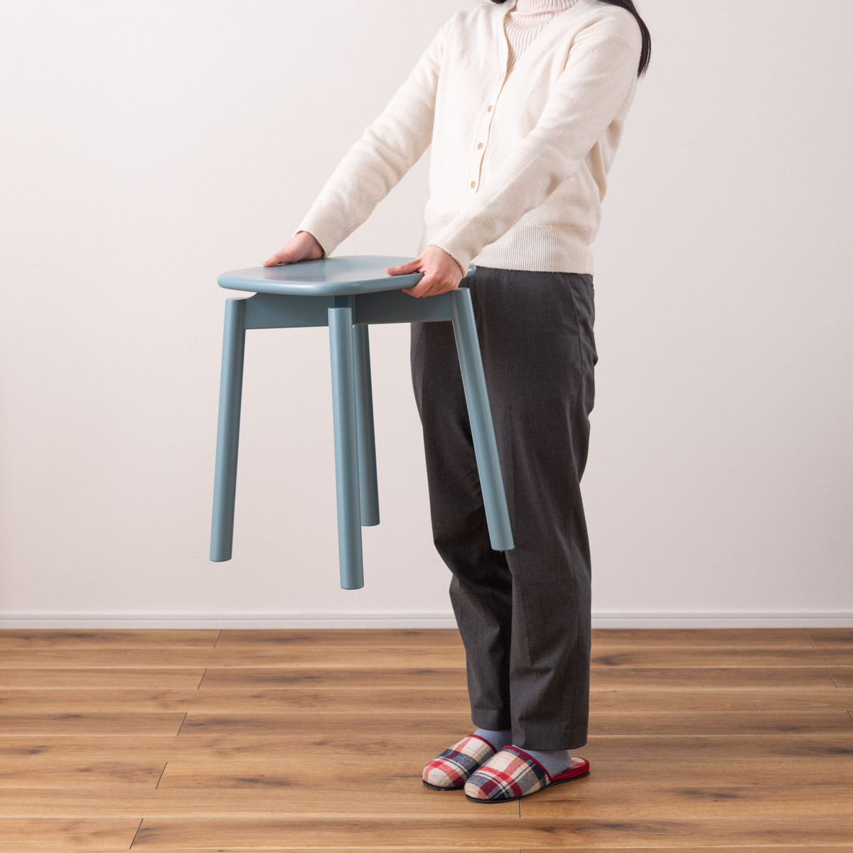 東谷 スツール 高さ45cm 角丸 カラースツール （ 四角 木製 ダイニング