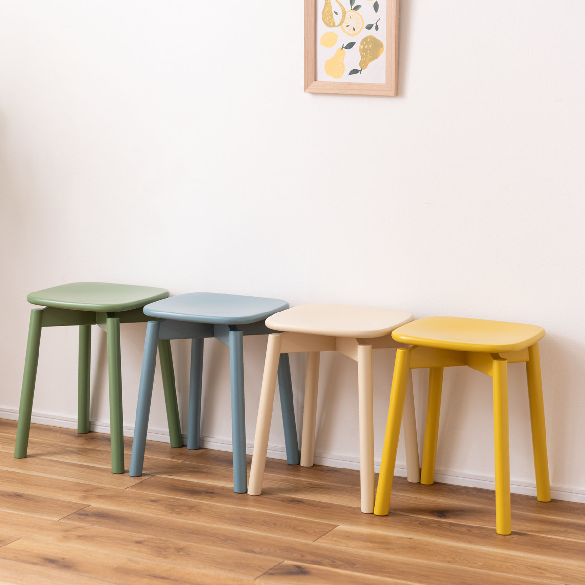 東谷 スツール 高さ45cm 角丸 カラースツール （ 四角 木製 ダイニング