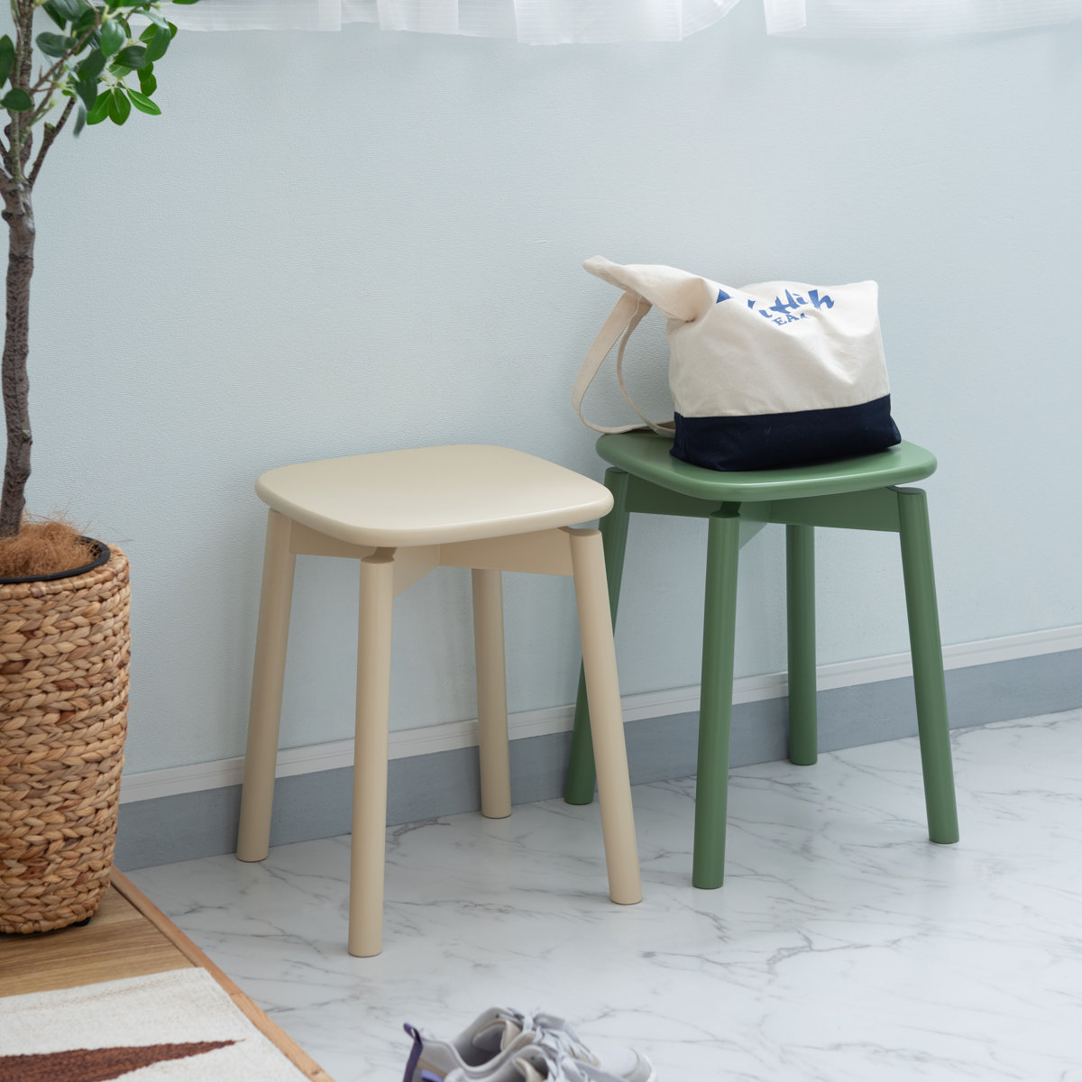 東谷 スツール 高さ45cm 角丸 カラースツール （ 四角 木製 ダイニング