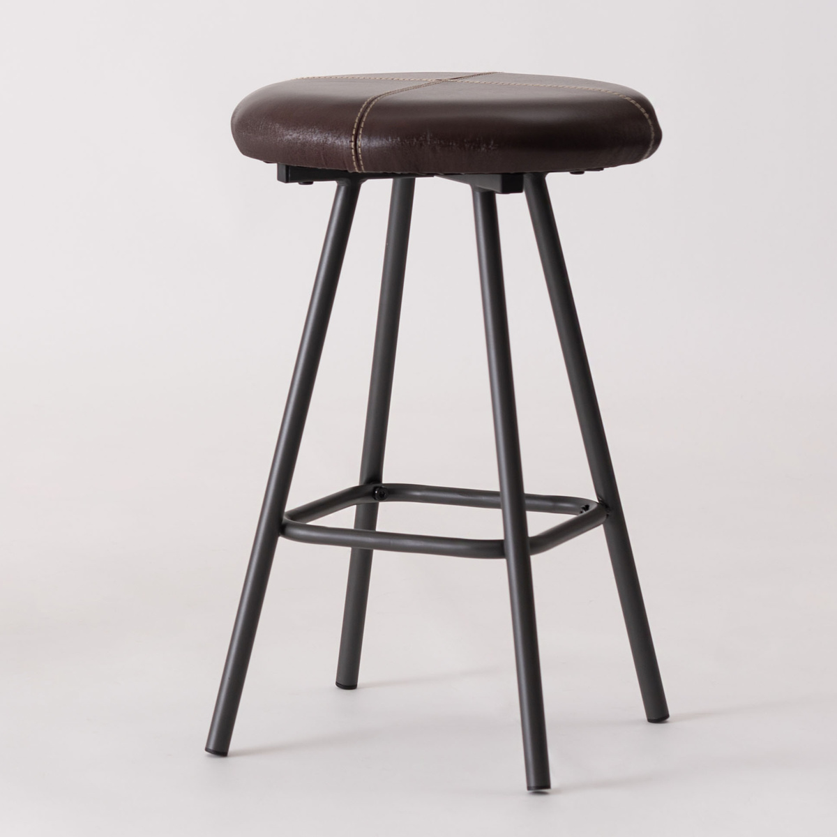 東谷 スツール 高さ45cm 座面丸型 レザー （ 丸 スチール ダイニング