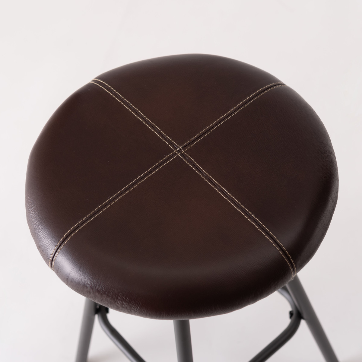 東谷 スツール 高さ45cm 座面丸型 レザー （ 丸 スチール ダイニング