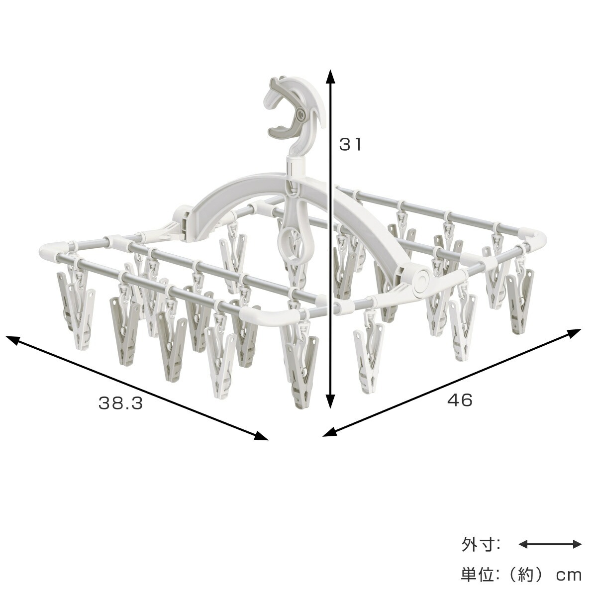 東和産業 角ハンガー ラクMAX アルミ角ハンガー 長ピンチ 24ピンチ