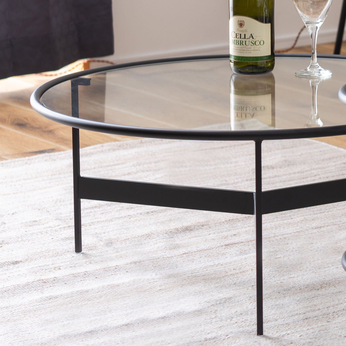 東谷 センターテーブル 円型 直径75cm ラウンドガラステーブル