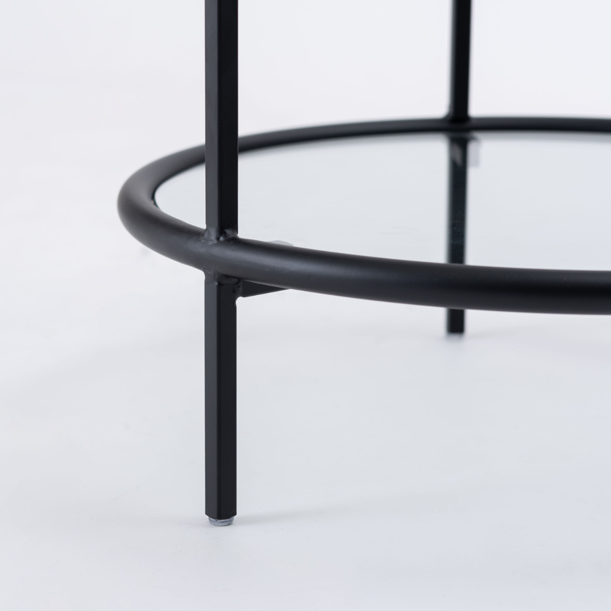 東谷 サイドテーブル 円型 高さ38.5cm 2段 ラウンドガラステーブル2D