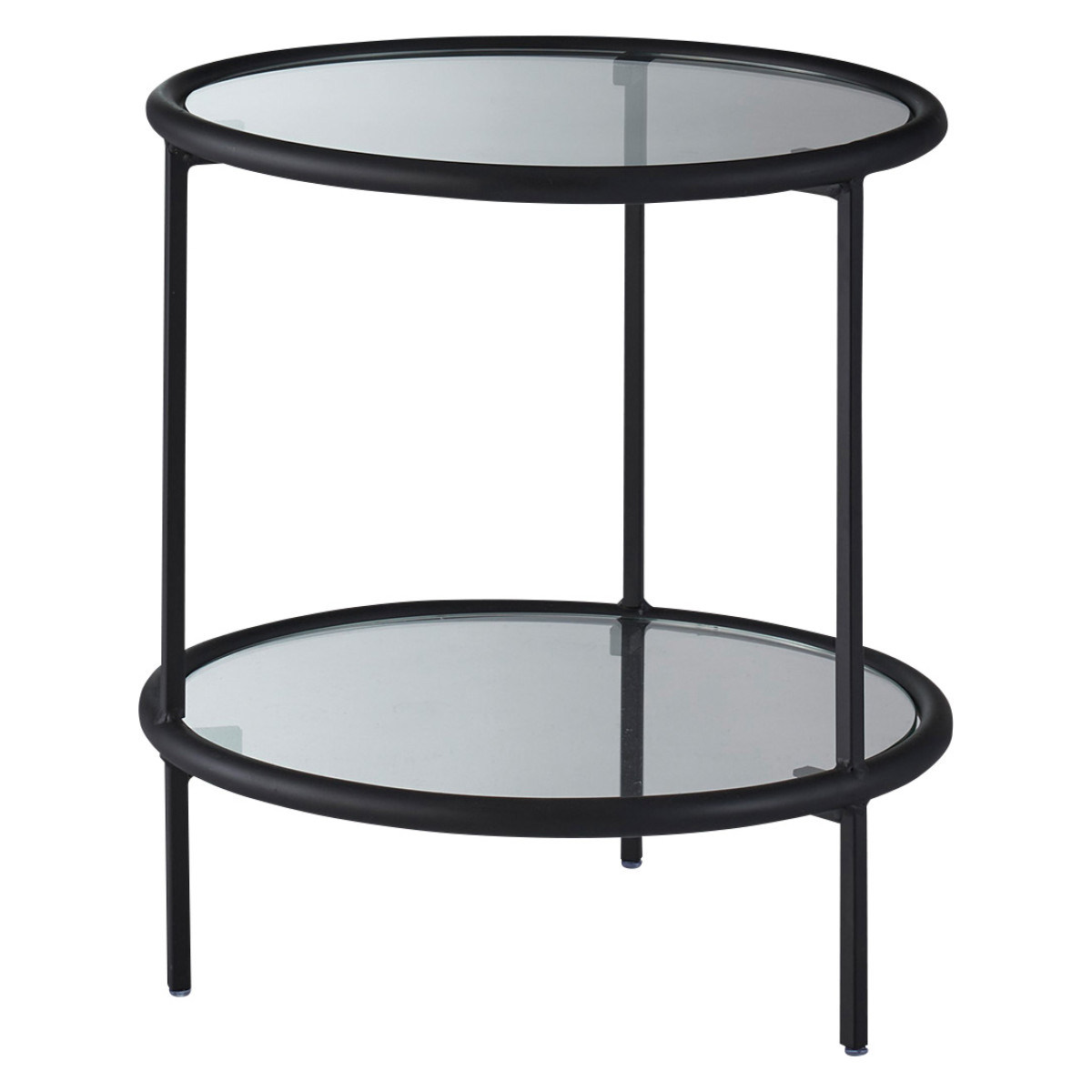 東谷 サイドテーブル 円型 高さ38.5cm 2段 ラウンドガラステーブル2D