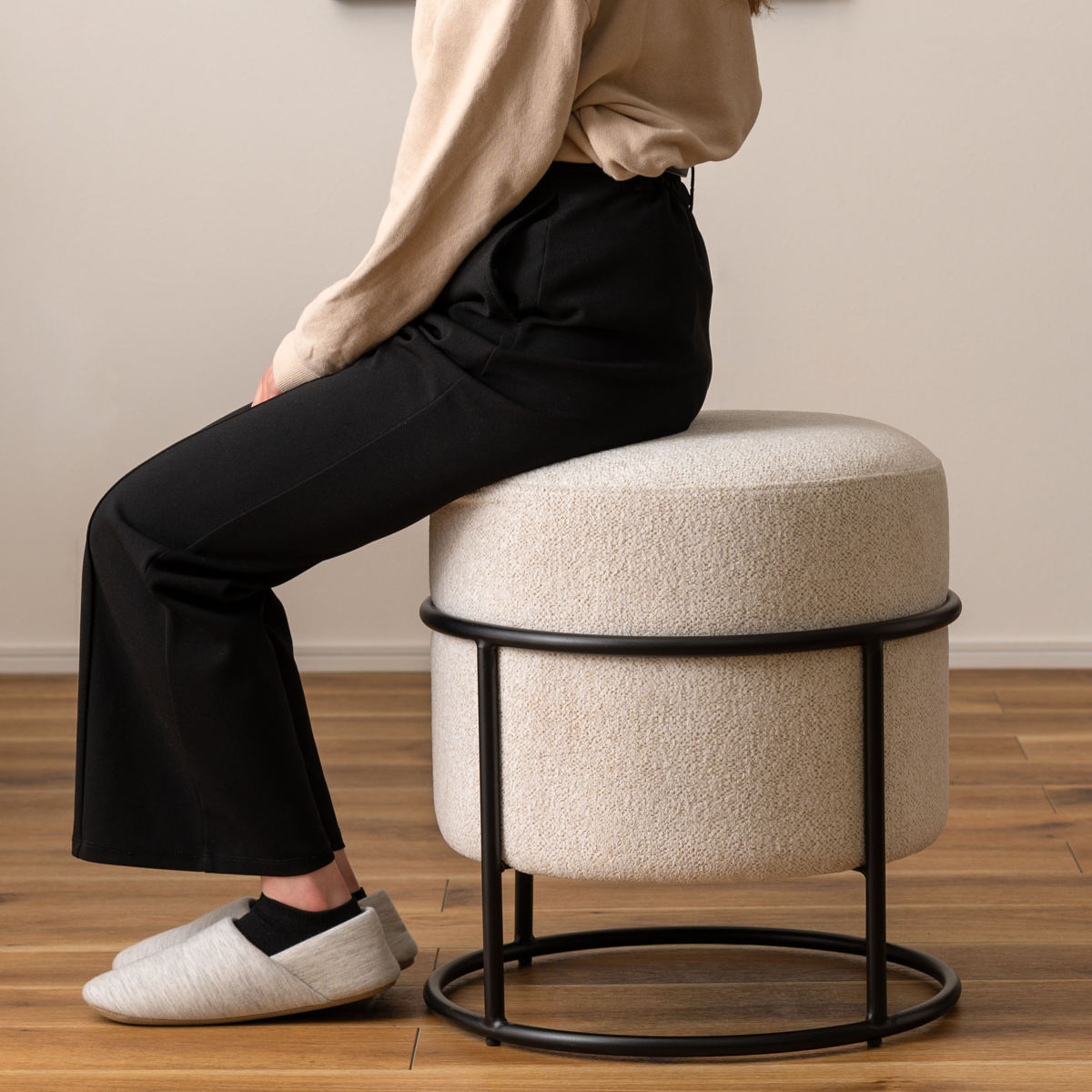 東谷 スツール 円型 直径45cm 高さ49cm （ 丸 ファブリック クッション