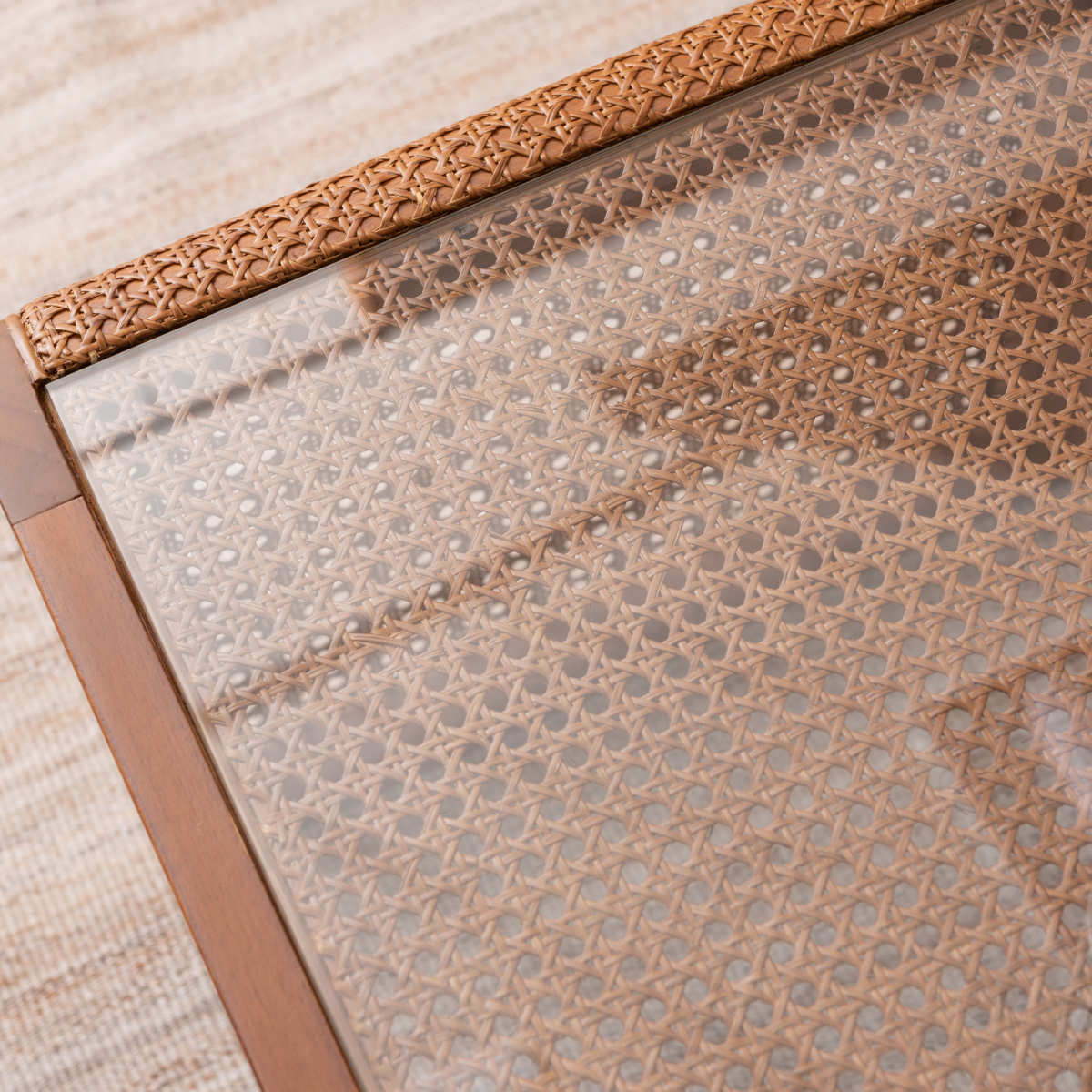 東谷 センターテーブル 幅90cm ガラステーブル ラタン （ 机 リビング