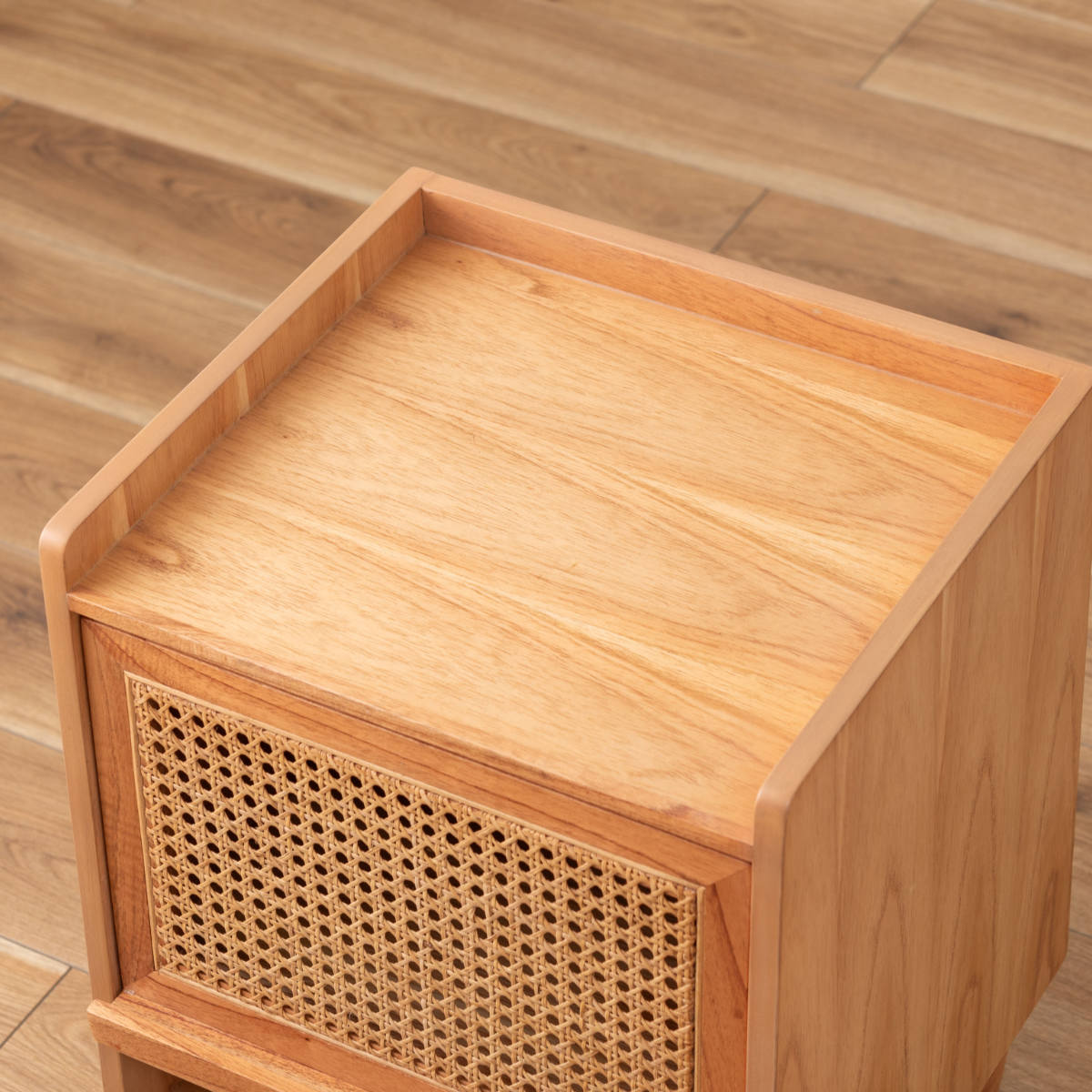 東谷 サイドテーブル 高さ52cm 引出し付 ラタン ナイトテーブル （ 机