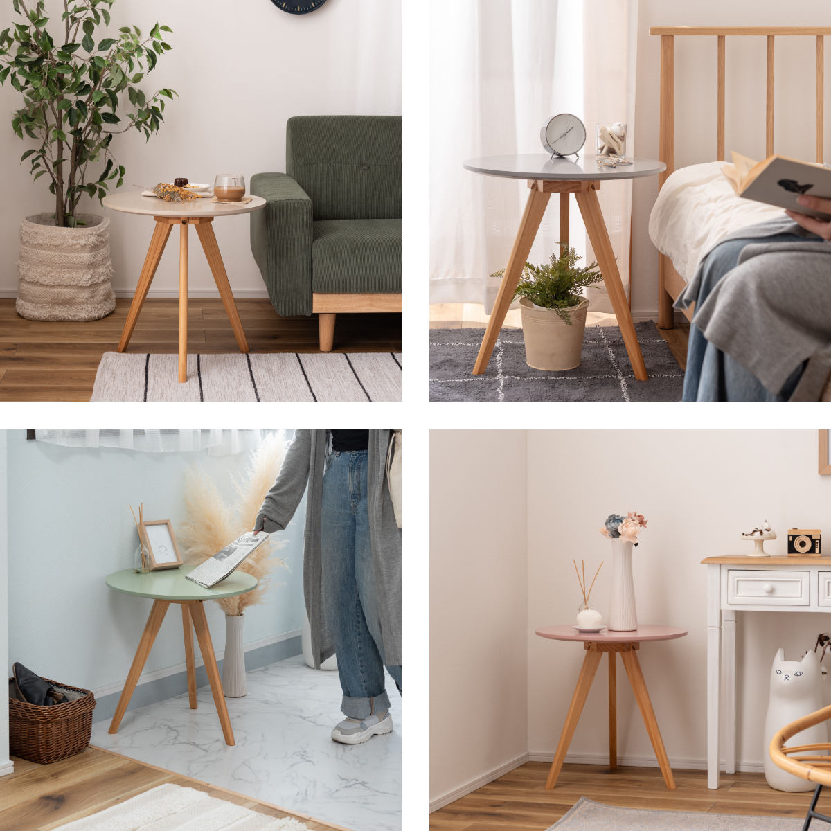 東谷 サイドテーブル 円型 直径50cm 高さ50cm くすみカラー ラウンド