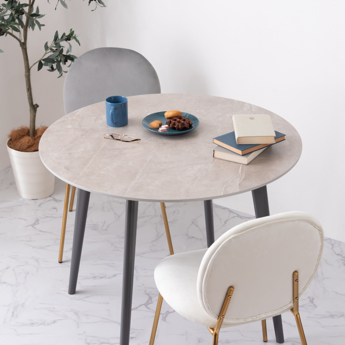 東谷 ダイニングテーブル 円型 直径90cm 高さ72cm 大理石調 ラウンド