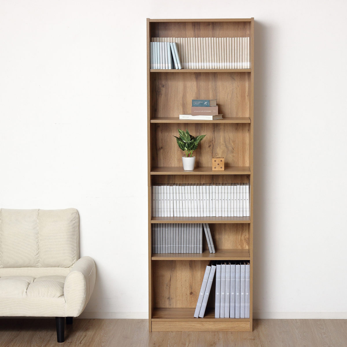 クロシオ 文庫本 本棚 幅60cm 高さ180cm 工具不要 簡単組立 （ ラック