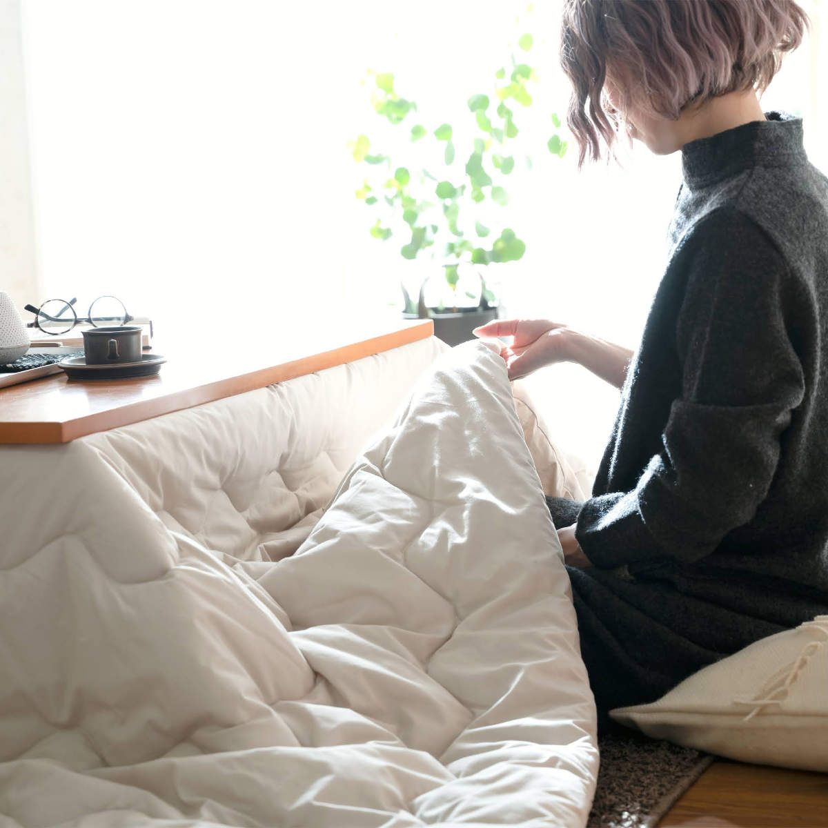 こたつ掛け布団 200×200cm 正方形 Fab the Home Solid 洗える