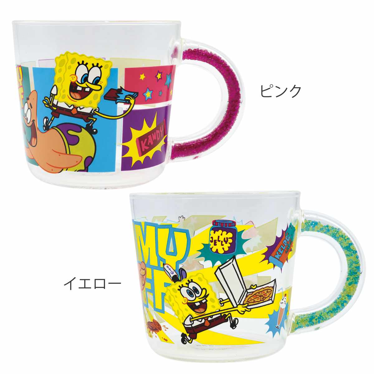 大西賢製販 マグカップ 390ml スポンジボブ ガラス （ 耐熱ガラス 耐熱