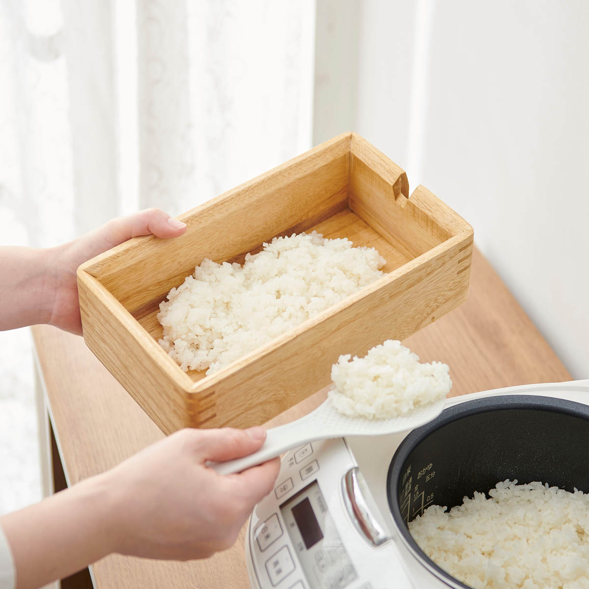 OSMAC おひつ KIRISAI 桐のレンジでお櫃 （ 桐 しゃもじ付き 日本製 調