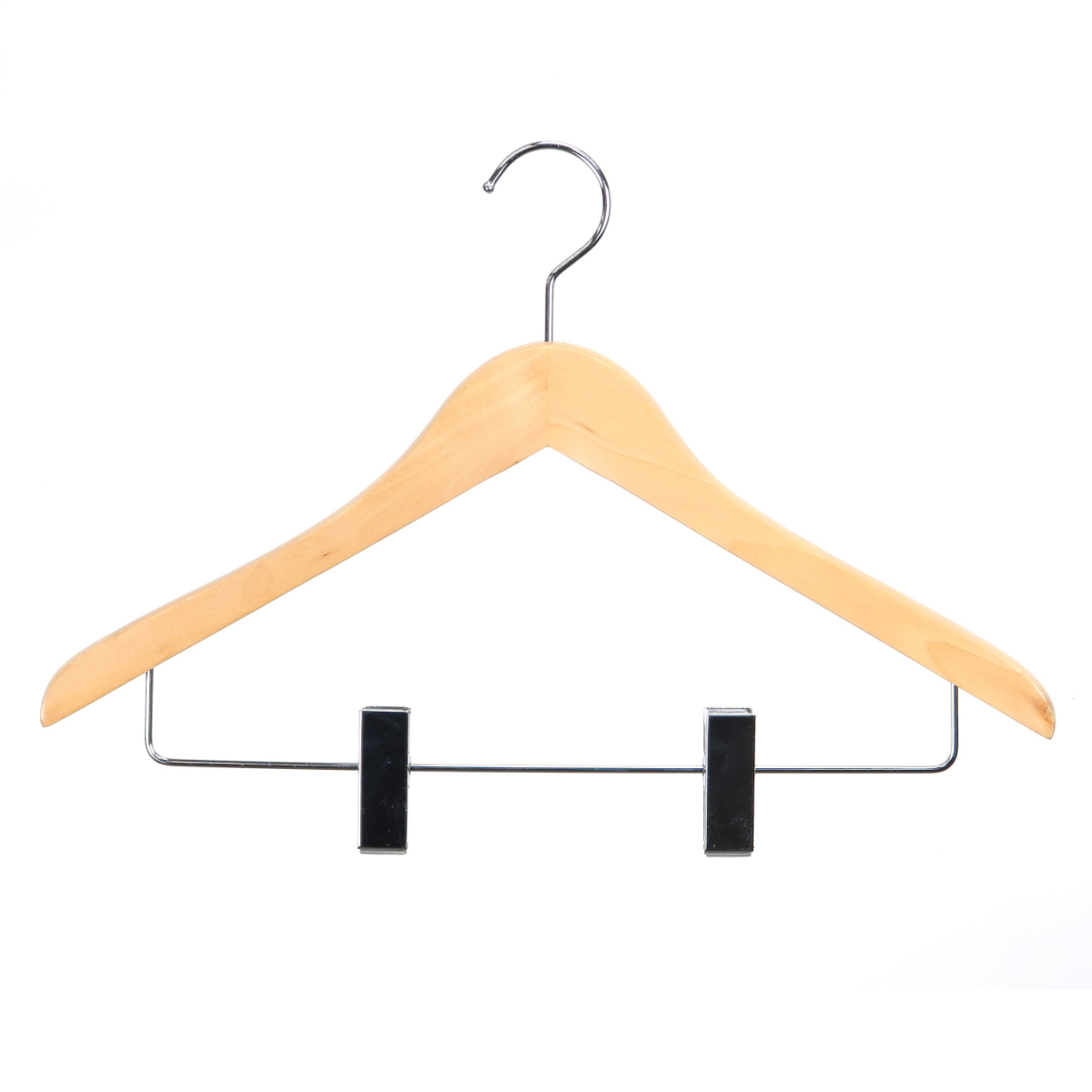 サワフジ ハンガー 木製ハンガー クリップ付 5本組 （ スーツハンガー
