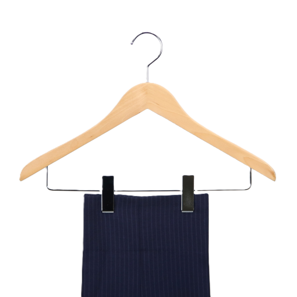 サワフジ ハンガー 木製ハンガー クリップ付 5本組 （ スーツハンガー
