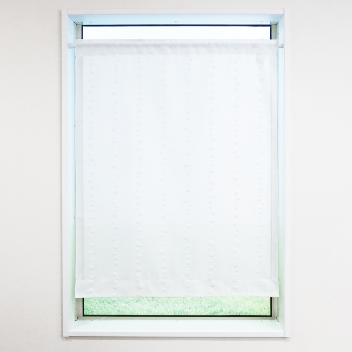 レースカーテン 水玉ドット柄 小窓 UVカット ミラーレース 70×120cm