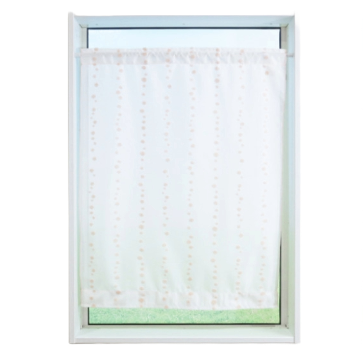 レースカーテン 水玉ドット柄 小窓 UVカット ミラーレース 70×120cm