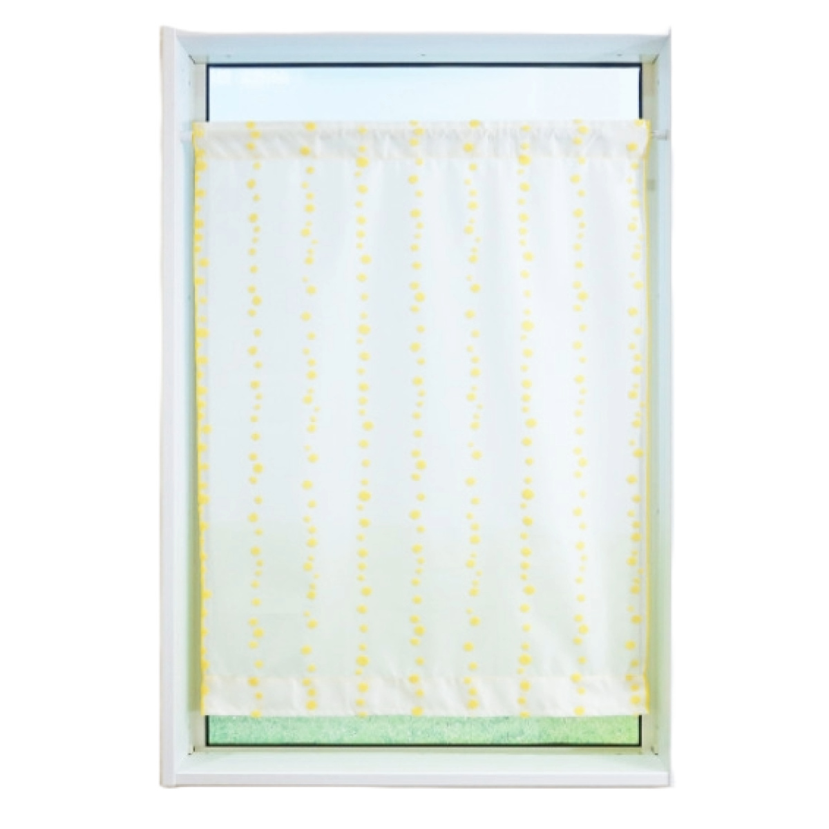 レースカーテン 水玉ドット柄 小窓 UVカット ミラーレース 70×120cm