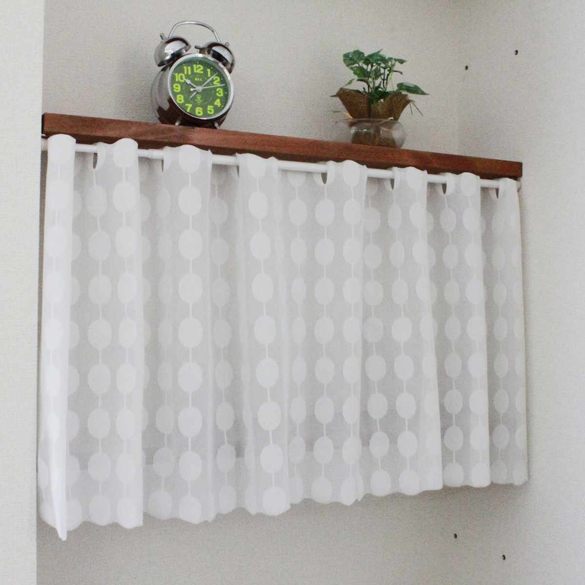 オーダーメイドカーテン165×45窓用 レースカーテン カフェカーテン 水玉柄 145×45cm （ カーテン レース