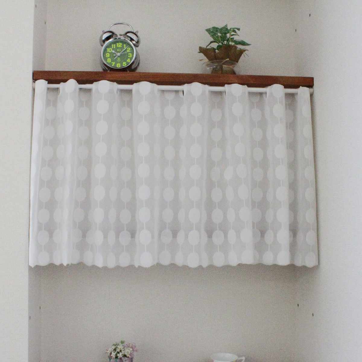 レースカーテン カフェカーテン 水玉柄 145×45cm （ カーテン レース